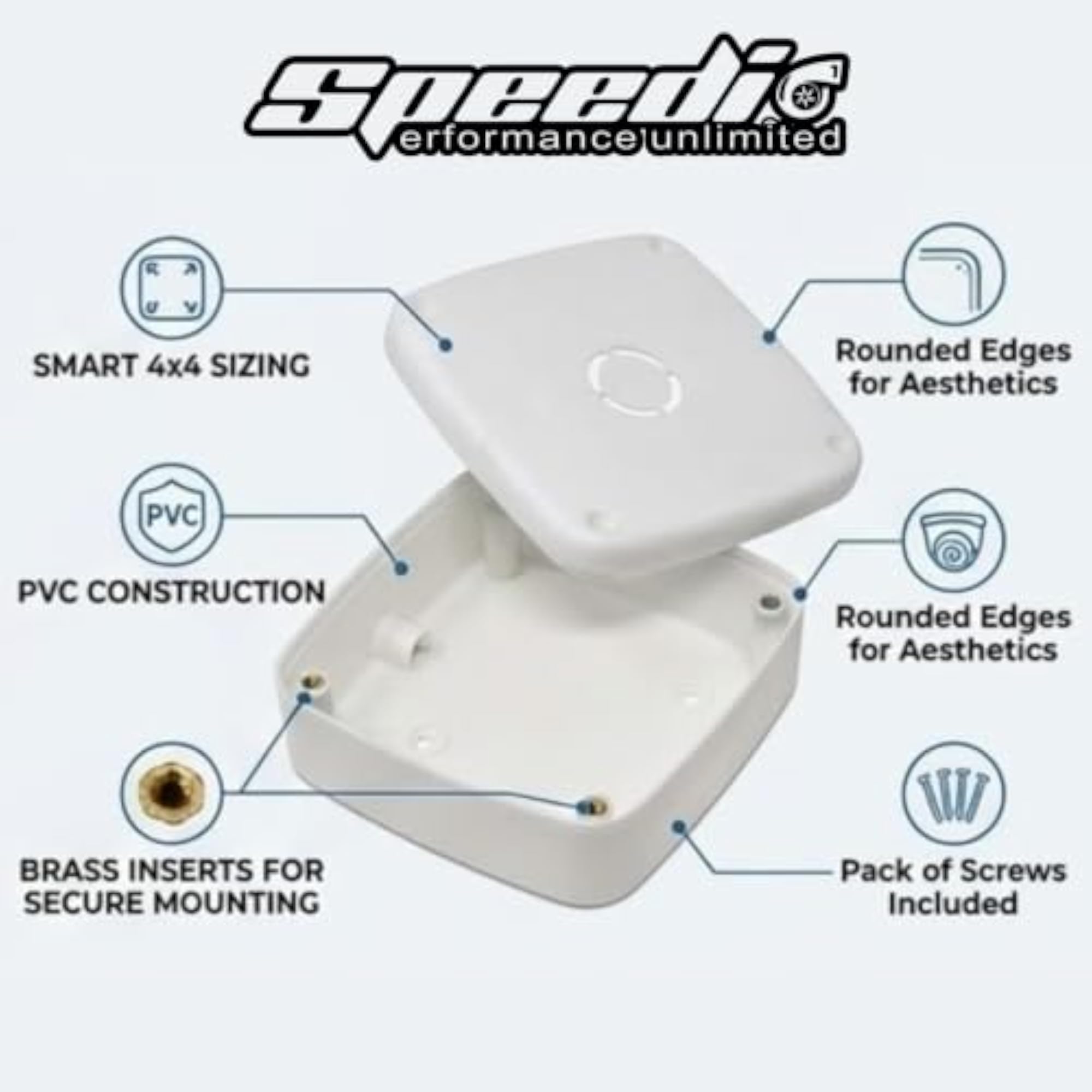 Speedio 4x4 Indoor PVC Smart Junction Box for CCTV Cameras
