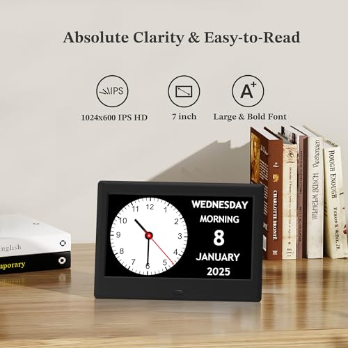 Image of 2025 NEW, Digital Clocks, 7'' Dementia Clock with Date and Time for Elderly, Auto-Dimming, 12 Reminders & 6 Alarms, Button & Remote Control, Auto DST, Digital Calendar for Seniors Large Display