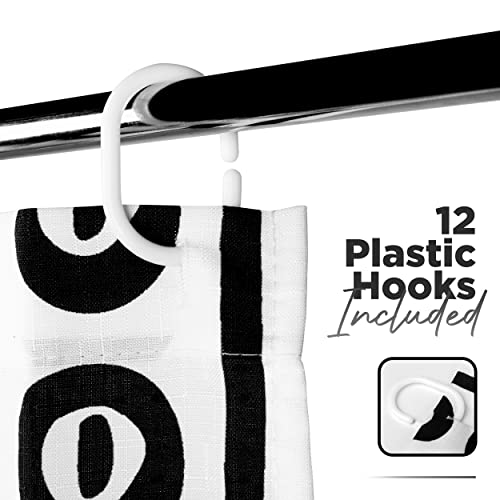 Mikaiva Boho Shower Curtain With 12 Plastic Hanging Hooks, 72 X 72 Inch, Vintage Fabric Softness, Heavy Duty Polyester, Pvc Free, Modern Bathroom Décor, Pink Botanical (White Mudcloth) #TOP5