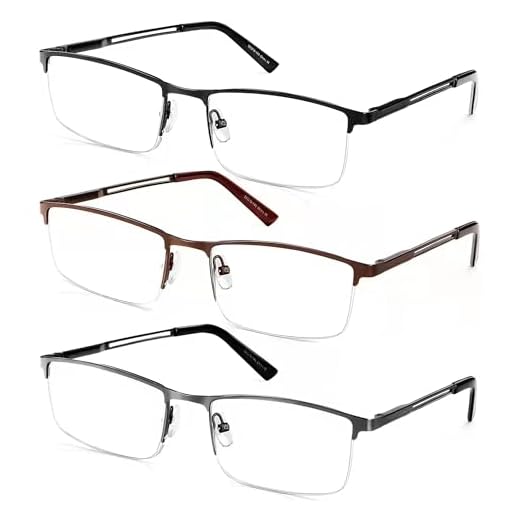 OENEYE 3-Pack Gafas de Lectura Metal para Hombre, con Bloqueo de Luz Azul, Gafas de Presbicia Anti Luz Azul/UV, con Cómodas Bisagras de Resorte, Metal Ligeras Comodas para Leer