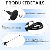 DVB-T/DVB-T2 TV Antenne DTA180 - Hochleistungs Mini Antenne mit Magnetfuß, Zimmerantenne für Receiver/Fernseher, für Digitalempfang auf Allen DVB-T2 Geräten, Schwarz – Ansicht 3