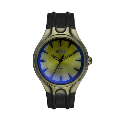 Image of Diesel Streamline Black Quartz Leather Watch DZ2218