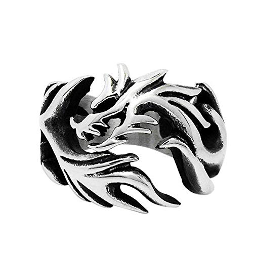 Bague en argent sterling homme motif dragon ajustable anneau ouvert