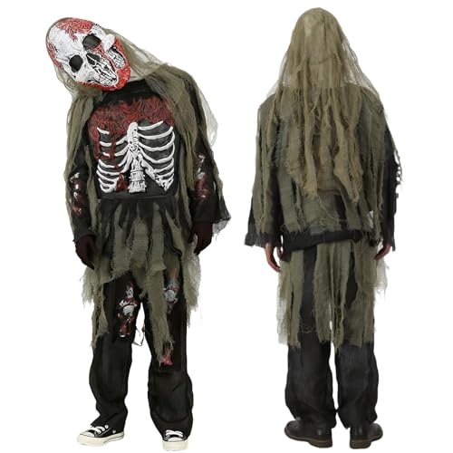 Disfraz de zombie para niños, esqueleto espeluznante miniatura 2
