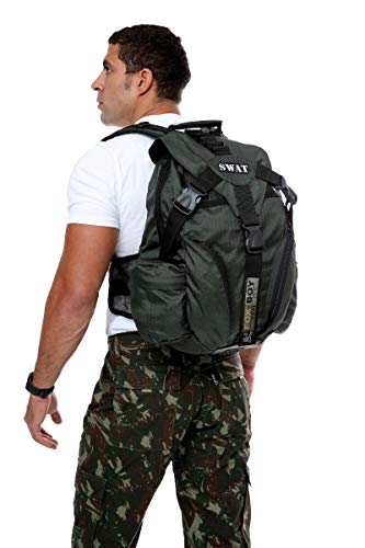 Mochila Tática Swat Resistente Rip Stop Polícia Paint Ball Air Soft (Verde)