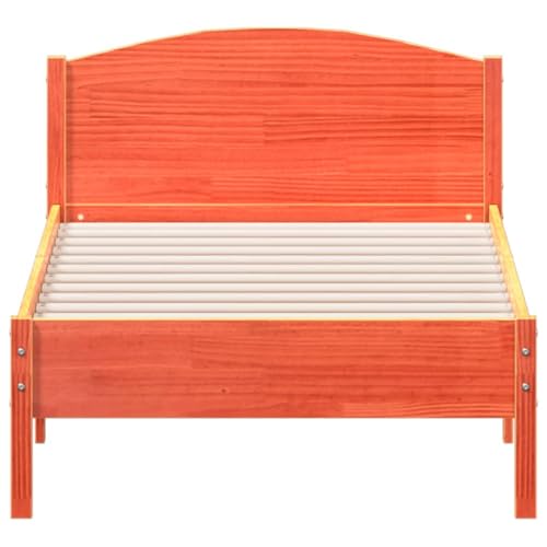 Tidyard Massivholzbett mit Kopfteil Holzbett Futonbett Bett Holz Doppelbett Futonbetten Komfortbett Bettrahmen Schlafzimmerbett Wachsbraun 75x190 cm Kiefer – Bild 5