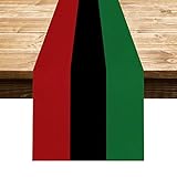 EDDERT Green Black Red Happy Kwanzaa Table Runner, African Juneteenth Heritage Holiday Color Kinara