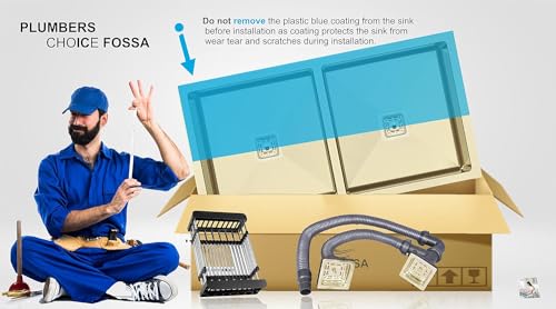 Image of Fossa 45x20x10 Inch Handmade Double Bowl Kitchen Sink | Premium Stainless Steel Sink with Waste Coupling, PVC Waste Pipe & Fruit Basket | Extra-Deep, Heavy-Duty, Rust-Resistant Gold (Matte Finish)