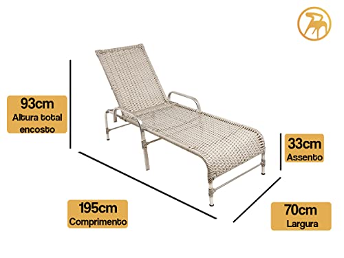 2 Espreguiçadeiras Esteira Catar de Alumínio + 1 Mesa de centro Garden Piscina Mármore