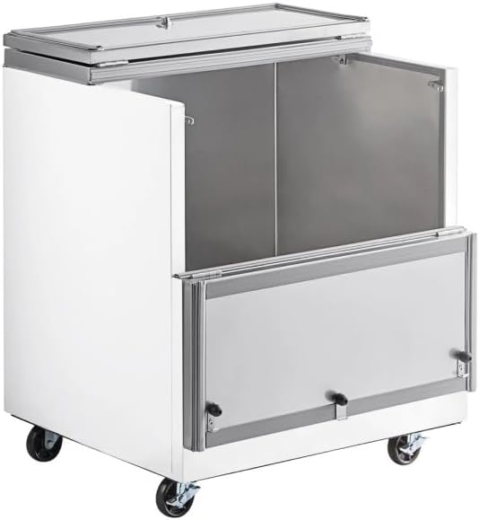 PEAKCOLD School Cafeteria Milk Cooler and Refrigerator - 34" Wide, 8 Crate Capacity, Programmable Temperature Controller, Heavy Duty Casters