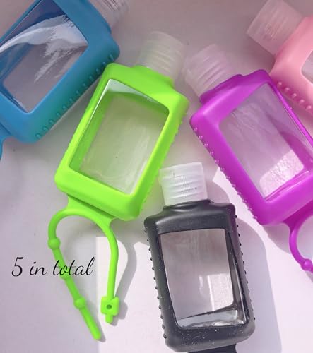 Image of 5Pack Hand Sanitizer Travel Size Holder, Travel Keychain Bottles Sanitizer Holder Refillable Squeeze Containers for Kids and Adult 2oz