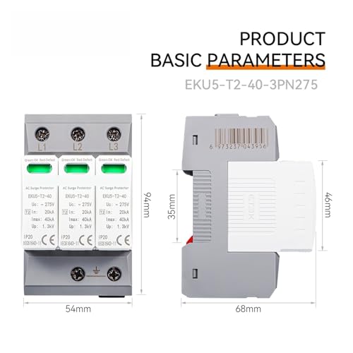 Parafoudre 2P 3P 4P AC 275V avec capacité 40 kA pour rail DIN 35 mm