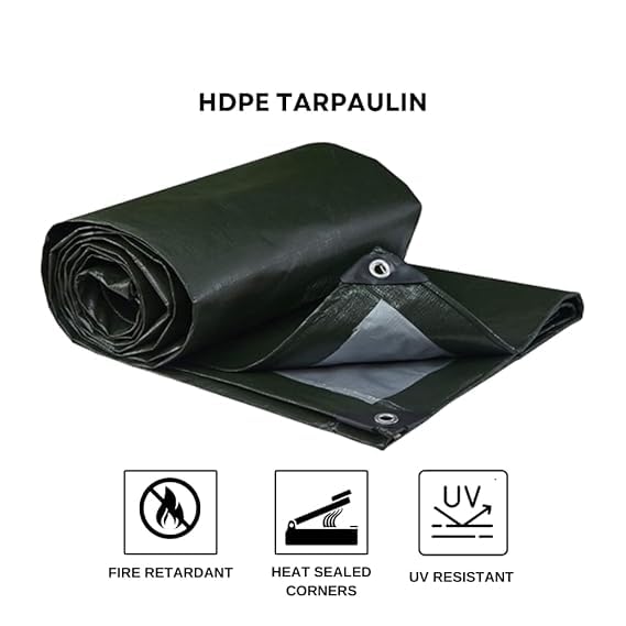 Image of 30Ft x 30Ft Tarpaulin Sheet Waterproof Tirpal Heavy Duty Tadpatri with Aluminium Eyelets Each Coners - Multipurpose Cover Tharpai (30 * 30 FEET, 150 GSM) (Black, 30x30 FT)