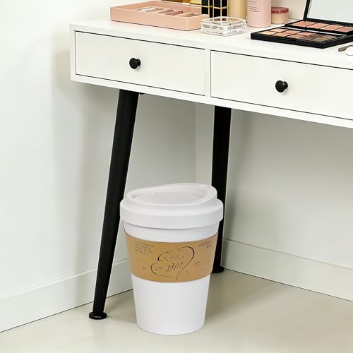 Caneca de basura blanca con tapa abatible 3.4 gal miniatura 5