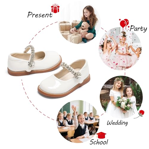 Image of PHIRAMIN Toddler Flower Girl Dress Shoes - Little Girl Mary Janes Flats Wedding