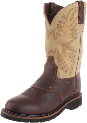 Justin Original Work Boots Men's Stampede Work Boot,Waxy Brown/Sawdust,9.5 D US