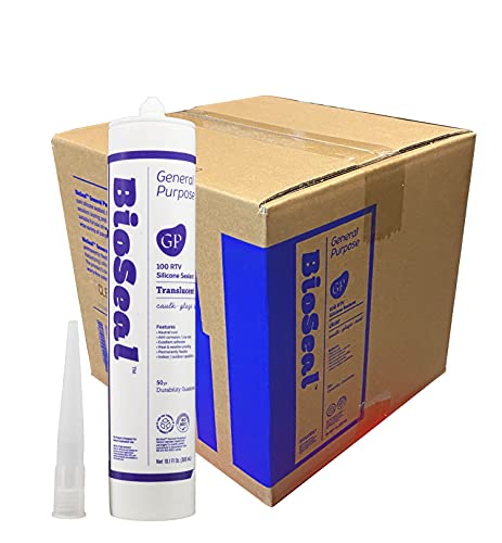 Translucent BioSeal 100% RTV Silicone Sealant Caulk General Purpose, Waterproof and No Odor 10.1 Ounce Cartridge -Translucent 25 Set