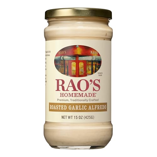 Rao's Homemade Roasted Garlic Alfredo Sauce, 15 oz, Pasta Sauce, Premium Quality Blend of Parmesan & Romano Cheese, Rich and Creamy