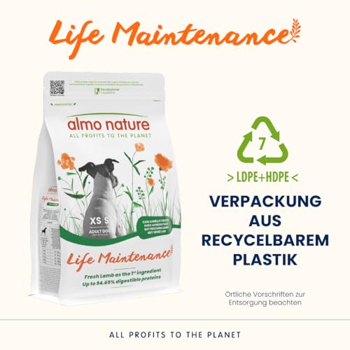 Almo Nature Life Maintenance Trockenfutter für Hunde XS-S mit Lamm 2 kg – Alleinfuttermittel für ausgewachsene Hunde Kleiner und sehr Kleiner Rassen