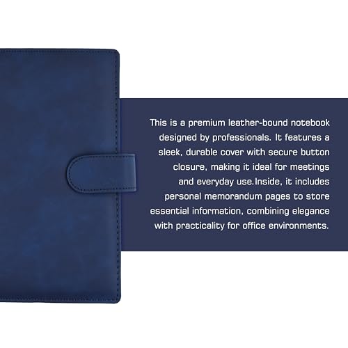 Image of Cubic A5 Foambound Leather Notebook Navy Blue | 160 Pages | Soft Cover | Button Closure | Premium Journal for Office, School, Notes, Journaling | Elegant, Durable & Compact Design