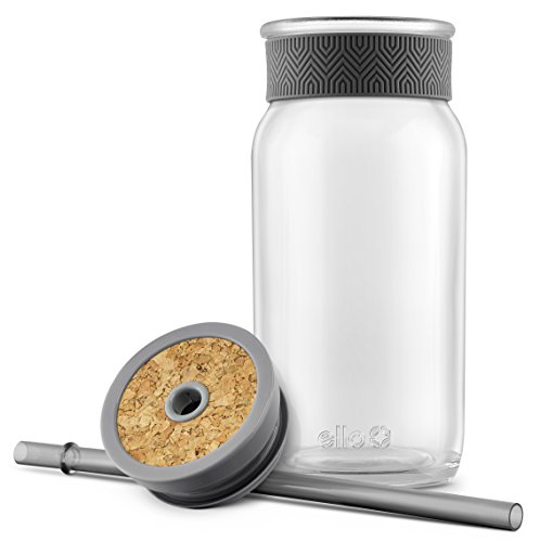 Ello Kella Glass Tumbler With Straw, 20 Oz, Grey #TOP2