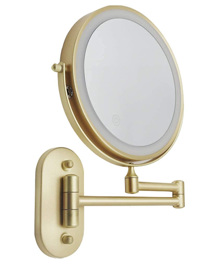 Miroir grossissant double face mural lumineux avec 3 éclairages LED et USB