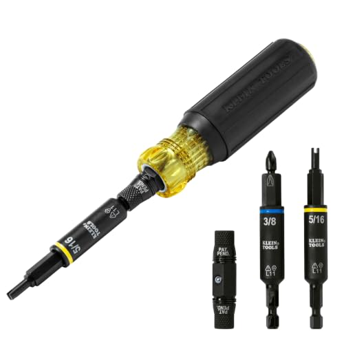 Klein Tools 32527HD KNECT 11-in-1 HVAC Multi-Bit Screwdriver / Nut Driver Impact Rated with Phillips Slotted Square and Schrader Bits