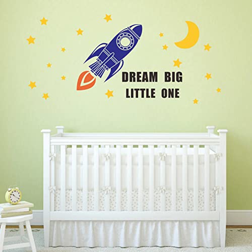 Vinilo decorativo con cohete, luna y estrellas para habitación miniatura 5