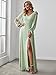 Ever-Pretty Women's Fall Winter Formal Wedding Guest Dress Long Sleeve V Neck Chiffon Floor Length Bridesmaid Dresses Mint Green US16