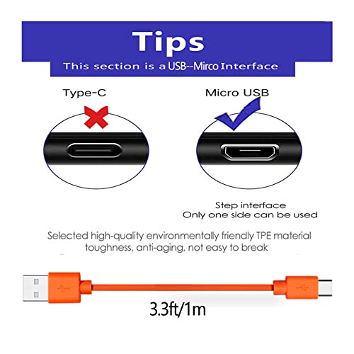 Replacement Usb Charger Charging Cable Cord For Ring Enabled Ring Video Doorbell 2/3/Plus / 4 (2020 Release) Power Cord, Peephole Cam,Doorbell Pro,Doorbell 2 3 Camera Battery Charging Cable (Orange) #TOP3