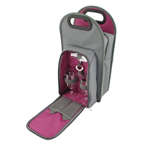 True 2428 Metropolitan 2-Bottle Tote, One Size, Purple and Gray