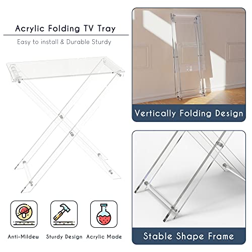 Crysfloa Tv Tray Acrylic Folding Tv Tray Table Foldable Furniture Modern Small Desk Space Saving Side Table For Living Room, Bed Room, Kitchen Serving Table Snack Eating Tables Easy Assembly #TOP1