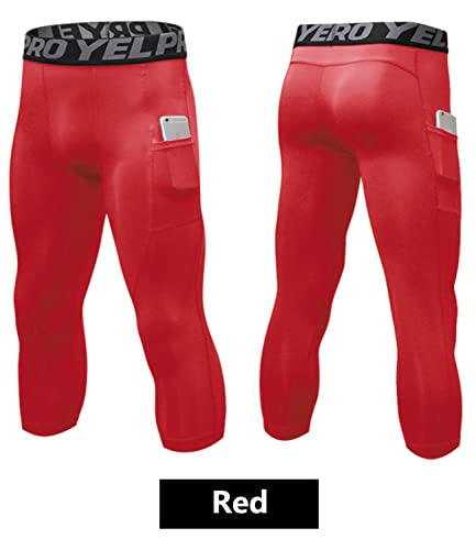 1 Or 3 Pack Men's 3/4 Compression Pants, Dry Fit Men Running Leggings 3/4 Tights Gym Capri Pant Football Basketball #TOP7