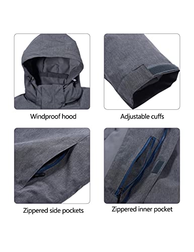 Foto von Little Donkey Andy Damen wasserdichte Ski-Snowboardjacke Winddichter Warmer Mantel mit Abnehmbarer Kapuze Schwarz Heide M
