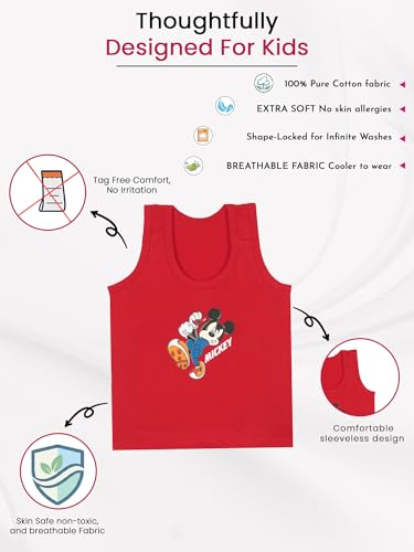 Image of Boy's Kids Regular Fit Vest | 100% Cotton| Skin Friendly | Lightweight | Sleeveless Designs | Cartoon Character | Pack of 3 Print (Color & Print May Vary)