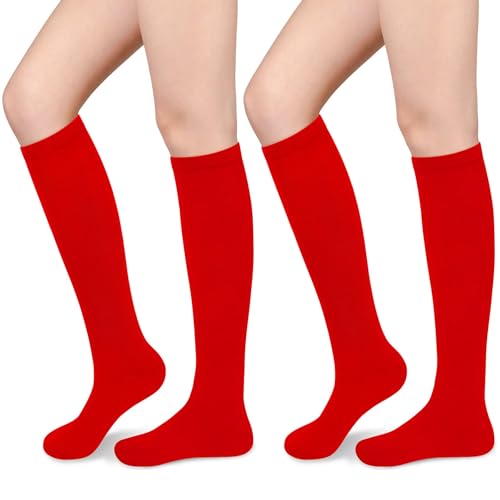 Olreco Red Knee High Socks Women Long Red Socks for Woman Halloween Sock Halloween Accessories for Woman Vampire Costume Women