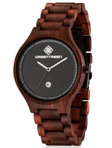 GREENTREEN Handcrafted Wooden Watches for Men & Women: Ultra-Light Natural Wood Wristwatch with Precision Quartz Movement | Stylish Gift for Him/Her on Valentines Day Birthdays