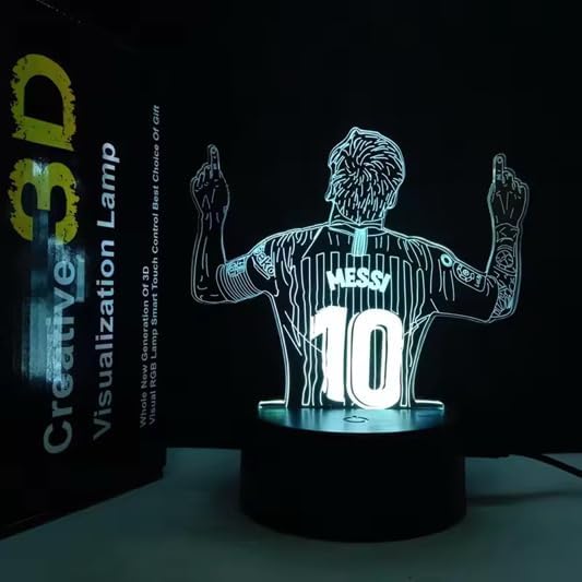 3D LED Night Light Soccer Player Desk Lamp, 7 Color Changing, USB Powered, Jersey Number 10 Design lámpara de escritorio para niños jóvenes adultos con la imagen de Messi - Image 7