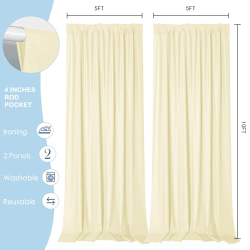 Sugargirl 10x10FT Light Yellow Backdrop Curtains Polyester Photo Backdrop Drapes Curtains 2 Panels with Rod Pockets for Party Birthday Wedding Photography Home Decoration by Sugargirl - Used condition - Image 5