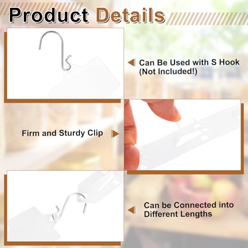 sourcing map 12Pcs Station Hanging Merchandise Strips, 24.8" Plastic Rack Stands Display Strip with Label Header for Retail Display Home Store Snack Bags Organizer, Translucent - Image 2