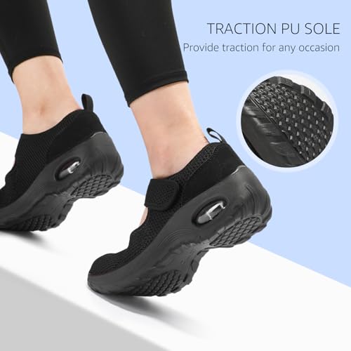 STQ Womens Walking Shoes Non Slip Orthopedic Shoes Adjustable Mary Jane Shoes4