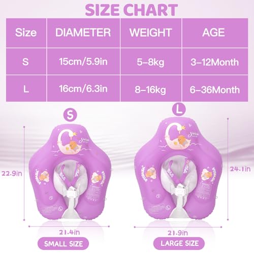 Image of LOOWARTS Baby Pool Float with Canopy and Safety Seat,Infant Swim Float & Pool Float & Baby Water Float & Swimming Floats UPF50+ UV Protection for Kids from 3 to 36 Months.(S:3-12 Month /L:6-36 Month)