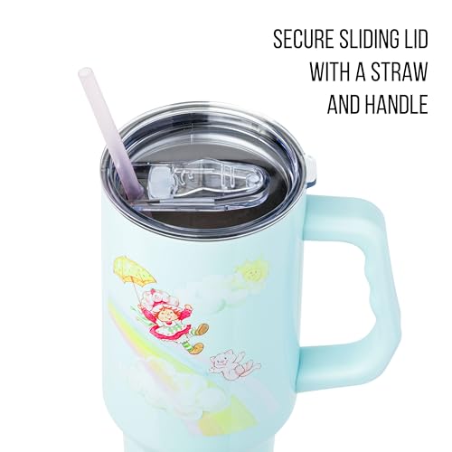 Image of Silver Buffalo Strawberry Shortcake and Custard Stainless Steel Tumbler with Handle, Fits in Standard Cup Holder, 40 Ounces (Pack of 12)