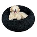 Comfy Donut Dog Bed Medium Washable - Anti Anxiety Stress Relief Calming Ped Bed - Luxury Warm Fluffy Improved Sleep Amazingly Cat Bed Cuddler - Plush Anti Slip Round Bottom Puppy Nest (L,Dark Gray)