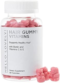 Hello Lovely Hair Vitamins Gummies with Biotin 5000 mcg Vitamin E & C Support Hair Growth, Premium Vegetarian, Non-GMO, for Stronger, Beautiful Hair & Nails, Red Berry Supplement - 60 Gummy Bears