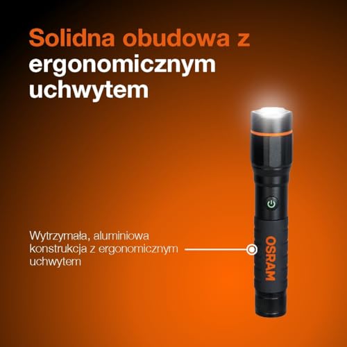 OSRAM LEDinspect PRO TORCH 800, akumulatorowa latarka inspekcyjna LED, funkcja zoom, jasność 800lm, 6000K, 5 trybów światła