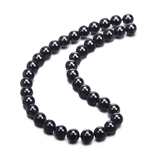 Image of Natural Black Tourmaline Gemstone Round Beads 15.5 inch 4mm 6mm 8mm 10mm 12mm A Grad (10mm)