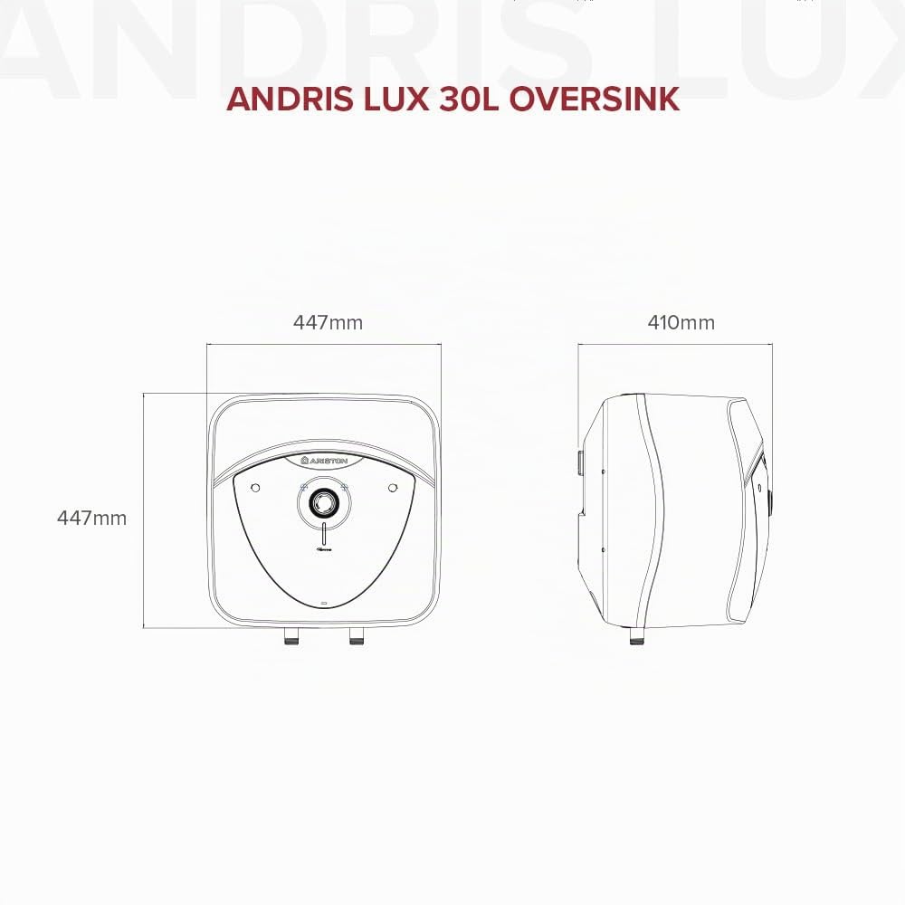 Ariston ANDRIS LUX - Scaldabagno elettrico da 30 litri - Potenza 2000 W - Compatto, facile da usare - Progettato e realizzato per essere installato in Francia