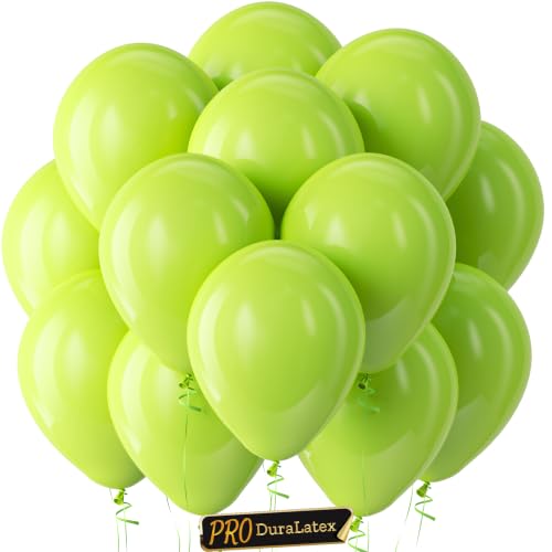 Image of Bezente Pro Duralatex Lime Green Balloons - 100 Pack 12 inch Extra-Thick Light Pastel Kelly Green Balloons for Graduation Wedding Engagement Spring Forest Theme Birthday Tea Party Decorations