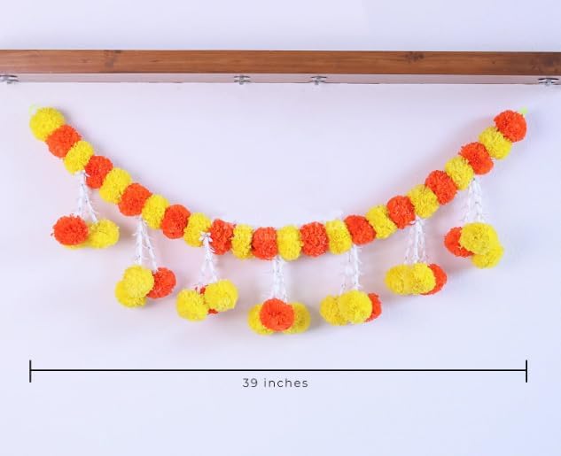 India Artificial Flowers Handmade Toran Bandarwal/Door Hanging/Bandarwal/Toran for Door, Traditional Bandarwal for Door and Mandir Decoration Diwali Decoration Items 40 inch Pack of 1